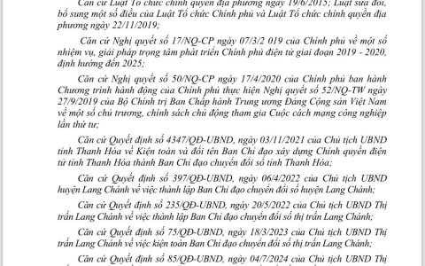 QUYẾT ĐỊNH KIỆN TOÀN BCĐ CHUYỂN ĐỔI SỐ 2025